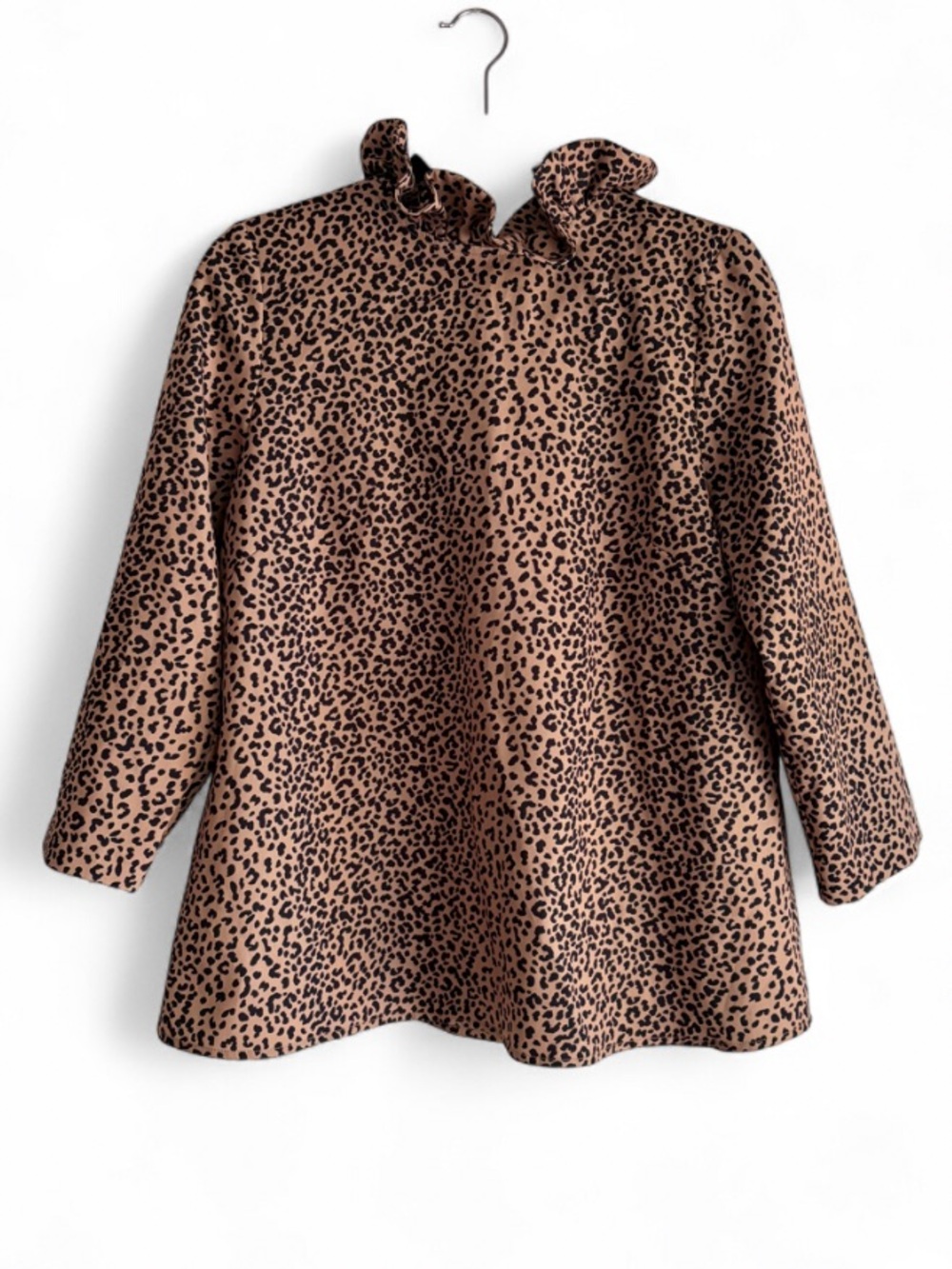 Tuckernuck Faye Leopard Print Ruffle High Neck Bow Back Blouse Size M